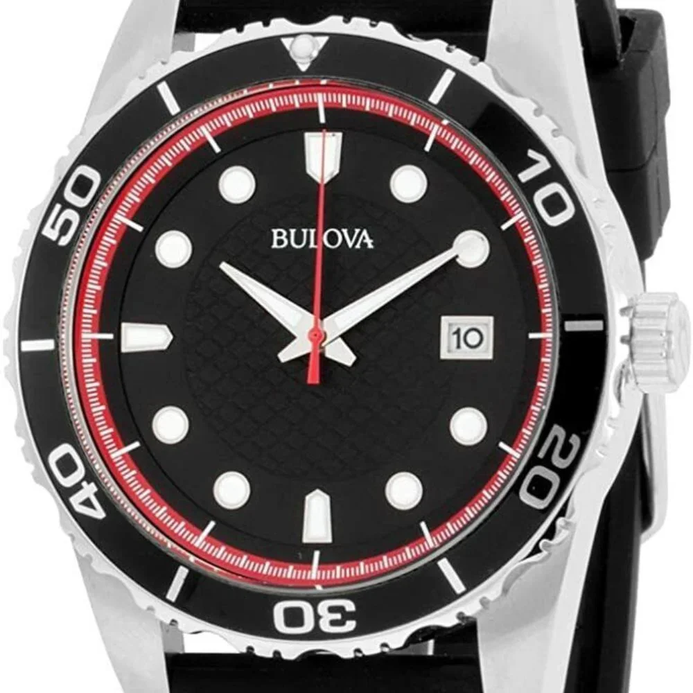 Bulova 43mm Red Quartz Calendar Watch